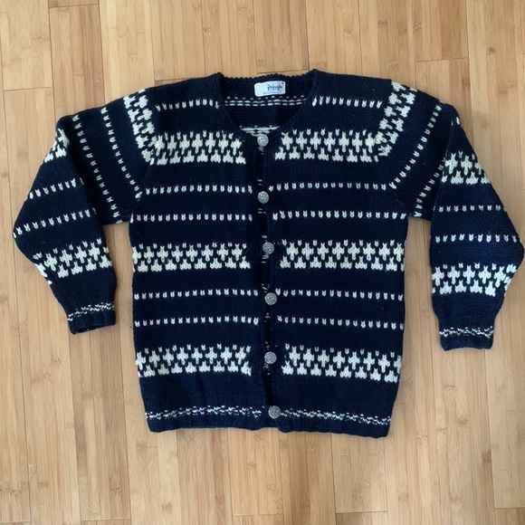 Vintage Pringle Of Scotland Knit Cardigan Sweater 100% Wool Shetland Small 1960s - Picture 11 of 11